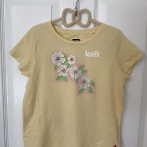 Levi's Soft Yellow Tee with Floral Accents